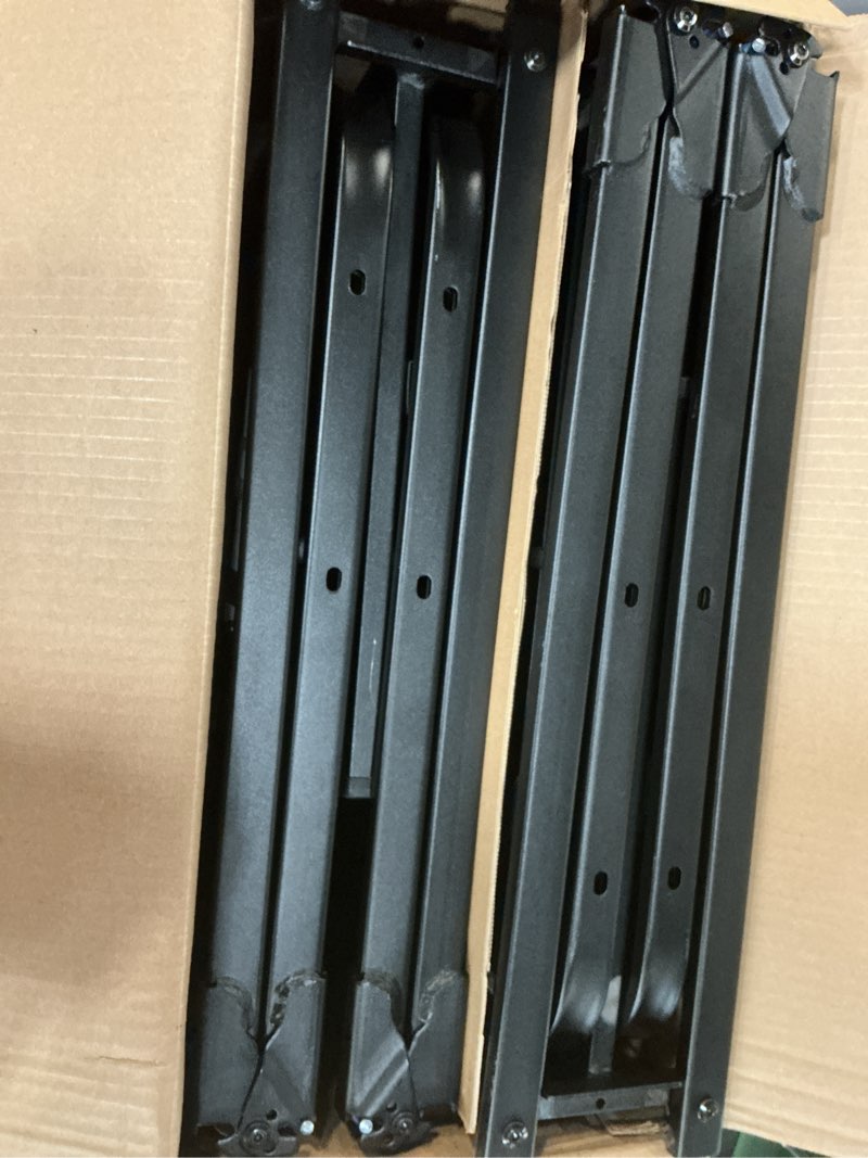 Condition photo showing As Is for mainstays 14" high quad fold steel platform bed frame, queen