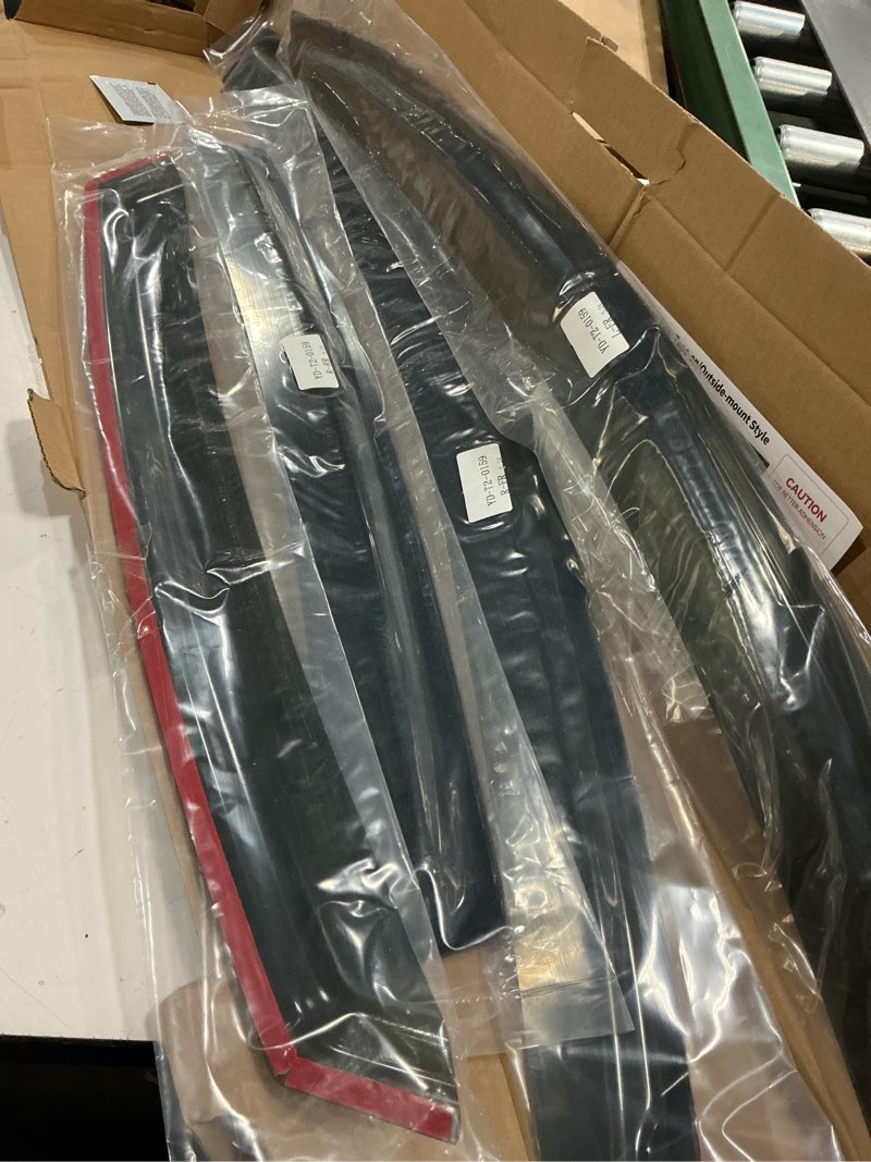 Condition photo showing New/Like New for rain guards for 2007-2010 hyundai elantra sedan (excludes touring models), out-channel window visor shields vent deflector shade wind dark smoke 2008 2009 07 08 09 10, outside-mount, 4pcs for 2007-2010 | hyundai elantra sedan | out-channel