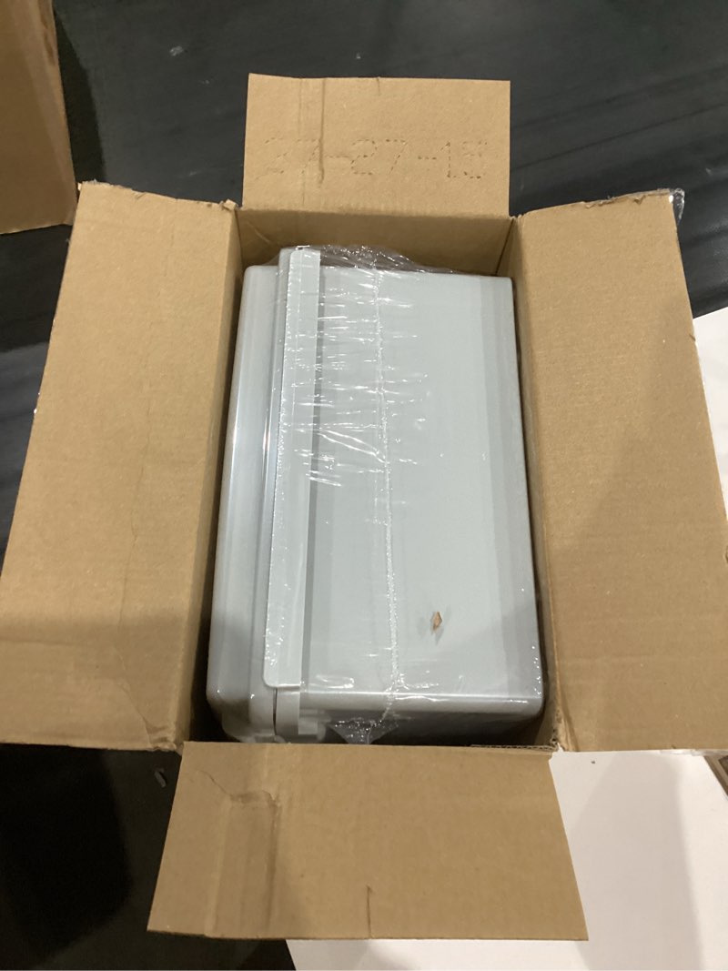 Condition photo showing New/Like New for Junction Box, IP67 Waterproof Plastic Enclosure for Electrical Project, Hinged Grey Cover, Includes Mounting Plate and Wall Bracket (Grey Cover, 14.6"×10.6"×5.9")