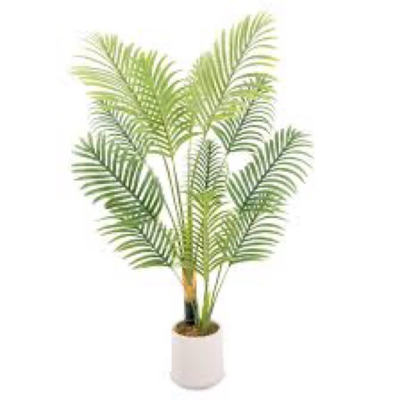 MCTYBB Artificial Fake Palm Tree 4FT 2Pack with White Planter & Free Moss, UV Resistant Artificial P
