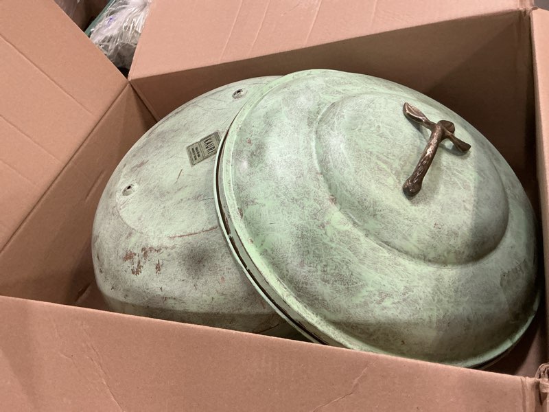 Condition photo showing Good Condition for good directions sedona hose pot with lid, brass accents, holds up to 100-feet of hose