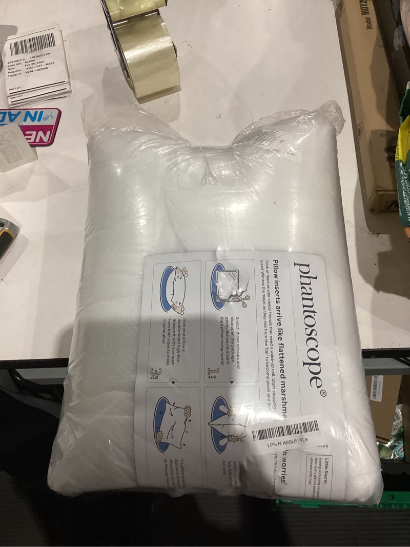 Condition photo showing As Is for Phantoscope 20 x 20 Pillow Inserts, Set of 4 Hypoallergenic Square Form Decorative Throw Pillow Inserts, Made in USA Couch Bed Pillows - 20 inches