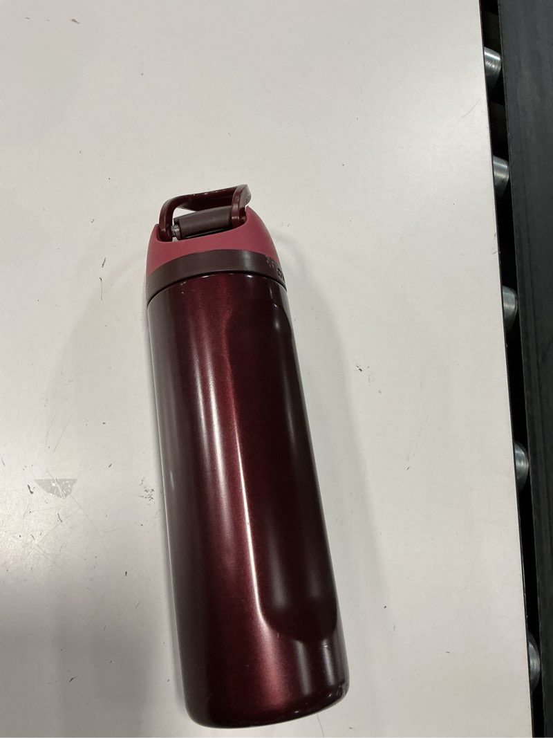 Condition photo showing As Is for owala freesip insulated stainless steel water bottle with straw, bpa-free sports water bottle, great for travel, 24 oz, black cherry black cherry 24 ounces