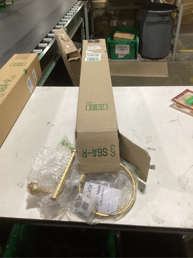 Condition photo showing New/Like New for Franklin Brass Calloway 4-Piece Bathroom Set Satin Gold 18" + 6" Towel Rack, Toilet Paper Holder, Hand Towel Holder, Hook | 4-Piece Bath Hardware Accessories Set CLWY64-SG