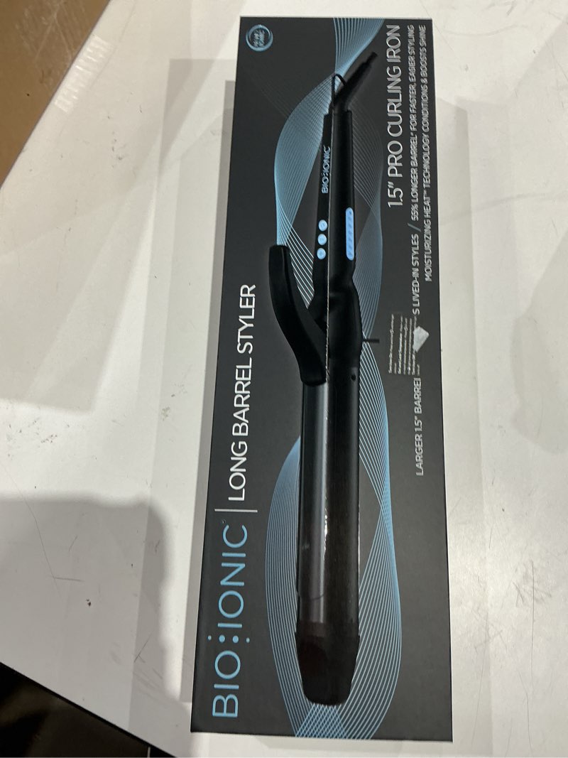 Condition photo showing Good Condition for bio ionic long barrel styler  1.5  curling iron  curling wand  adjustable heat  hair curler