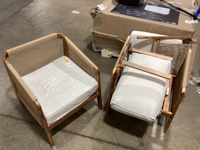 Condition photo showing As Is for origin 21 pinecrest 3-piece patio conversation set with ivory white cushions