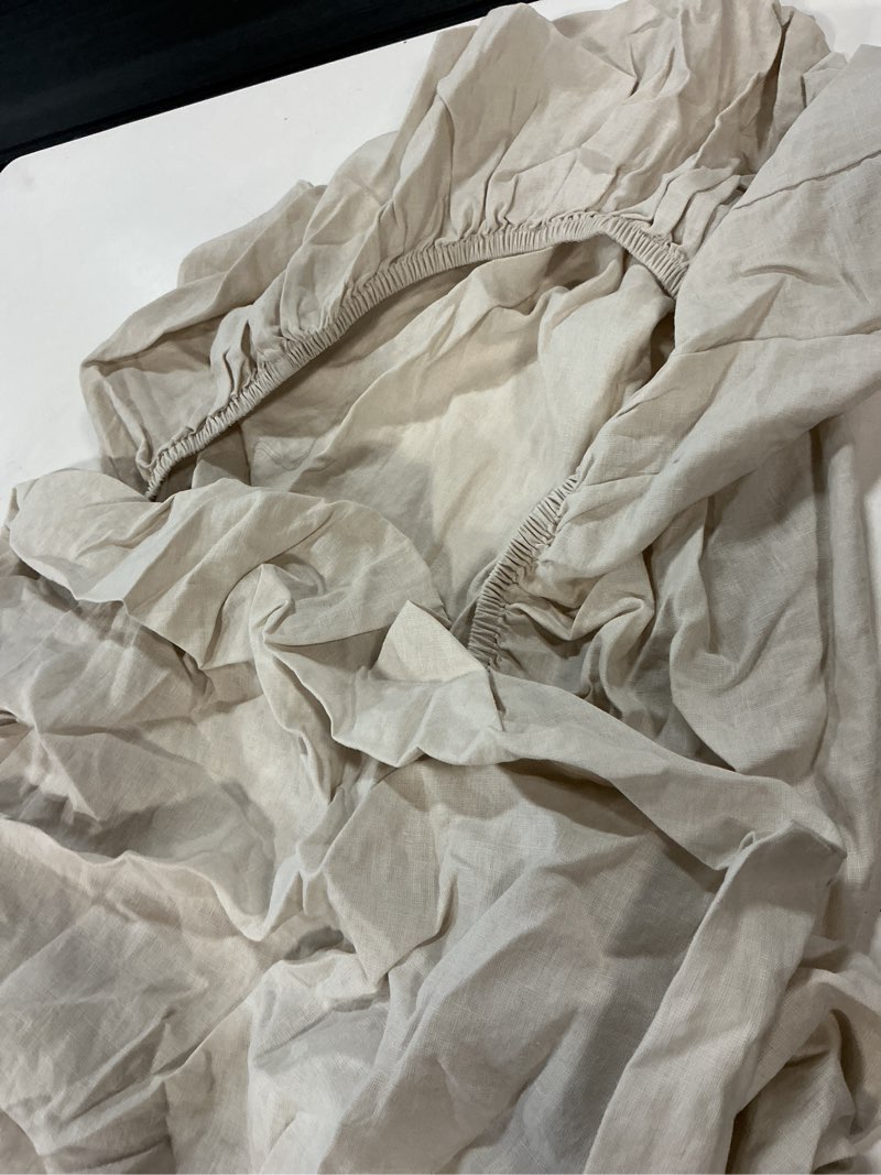 Condition photo showing Good Condition for european linen fitted crib sheet, one size, sand