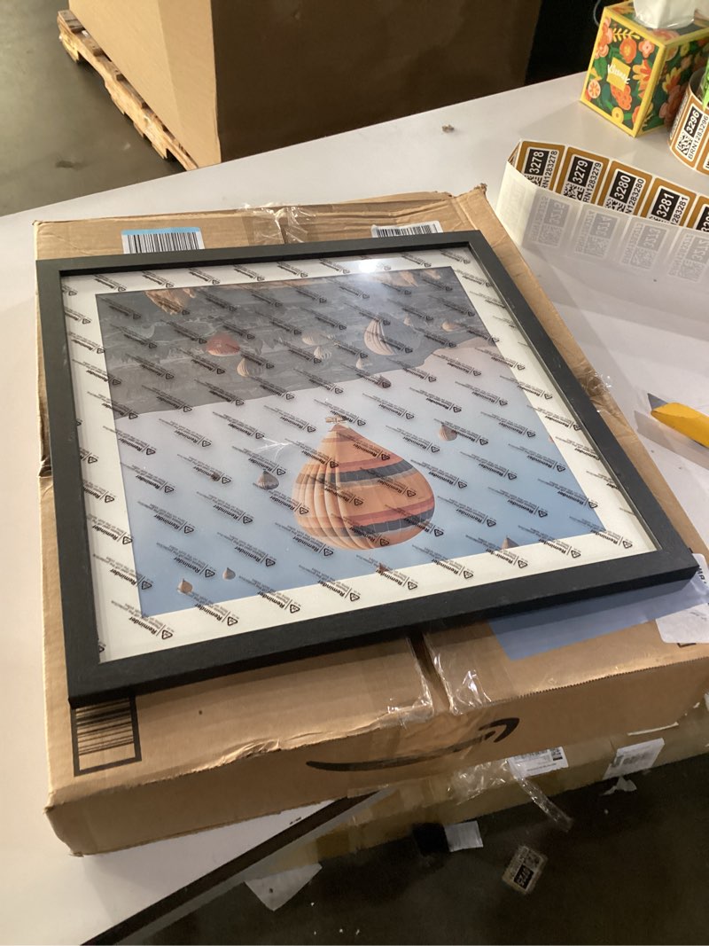 Condition photo showing New/Like New for 2 Pack 16x16 Picture Frame Black with 14x14 Mat for 40 x 40cm Diamond Art Painting, Display Photo 14x14 with Mat or 16 x 16 Without Mat, Wall Hanging Large Frame with Plexiglass, Black Black 2