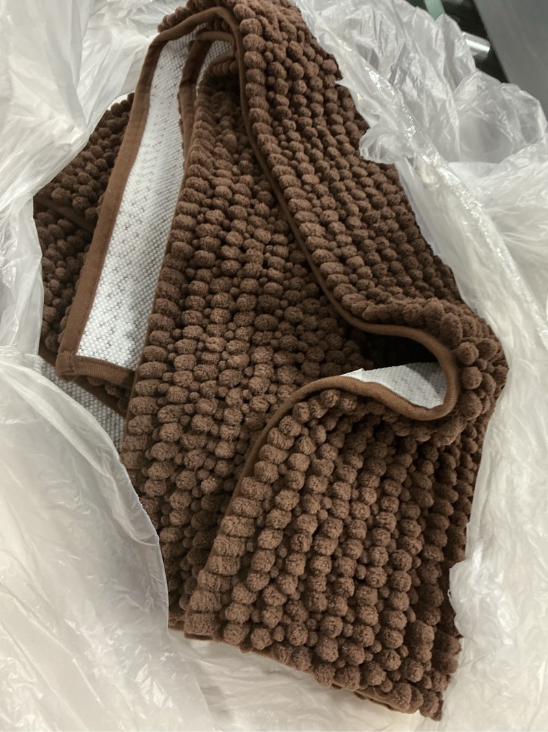 Condition photo showing Good Condition for OLANLY Bathroom Rugs 44x24, Extra Soft Absorbent Chenille Bath Rugs, Rubber Backing Quick Dry, Machine Washable Bath Mats for Bathroom Floor, Tub and Shower, Home Decor Accessories, Mocha 44" x 24" Mocha