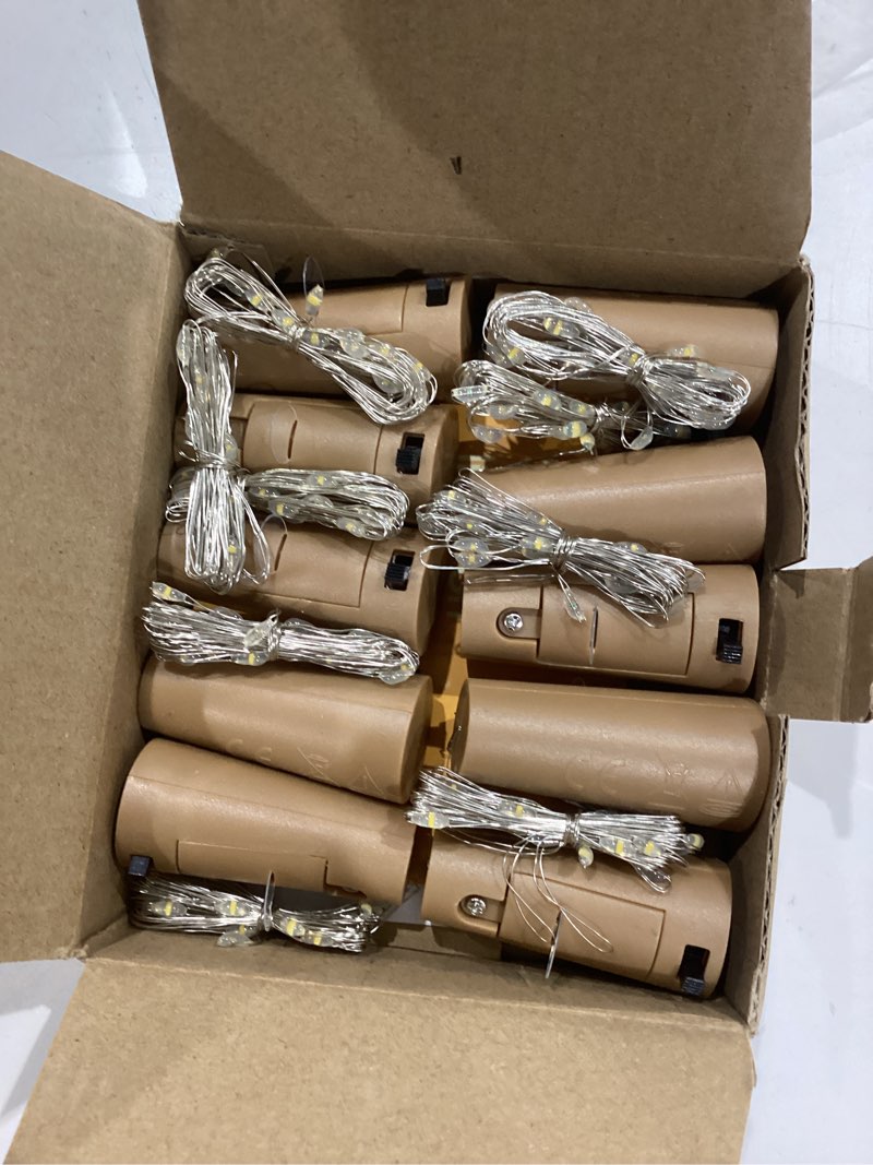 Condition photo showing Good Condition for brightown wine bottle lights with cork, 10 pack 20 led waterproof battery operated cork lights, silver wire mini fairy lights for liquor bottles diy party bar christmas wedding décor warm white 10 pc