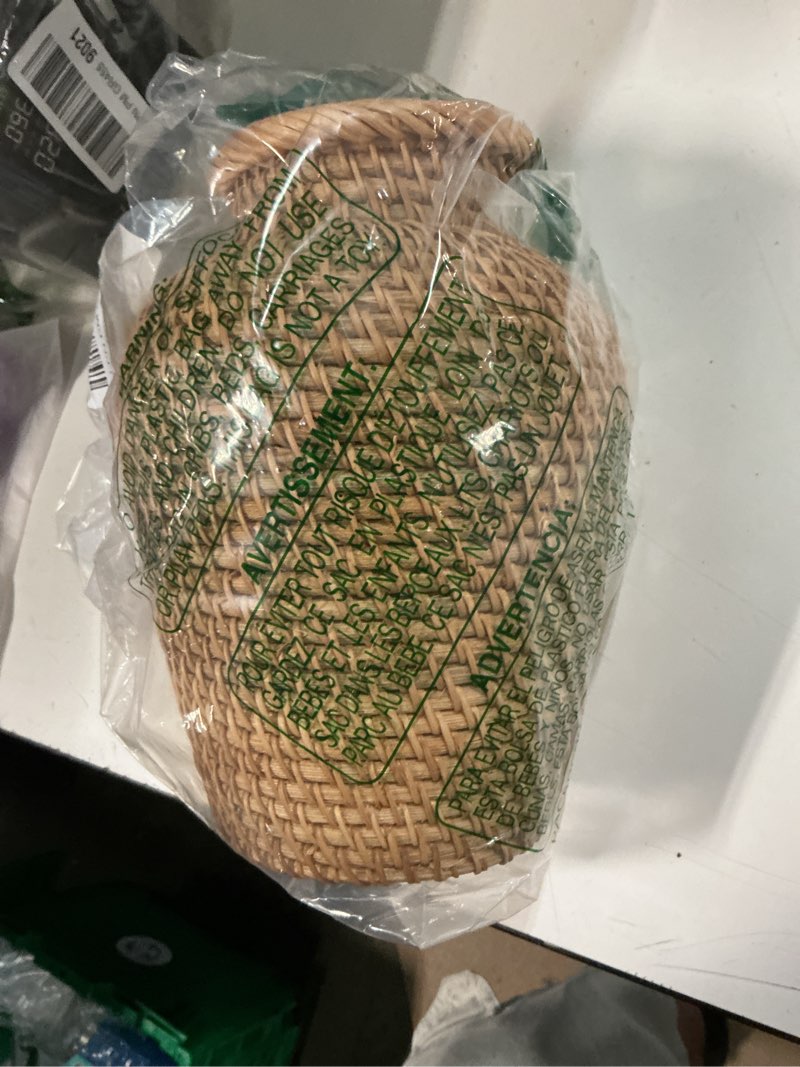Condition photo showing Good Condition for rattan vase country rustic style handmade woven plant flower vase basket for home decor