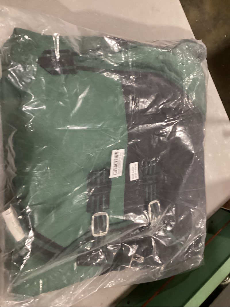Condition photo showing New/Like New for 1200d ripstop waterproof breathable horse blanket (200g fill), medium weight warm winter turnout, thermal protection for cold & snow greenblack 72" green black (200g fill) 72"