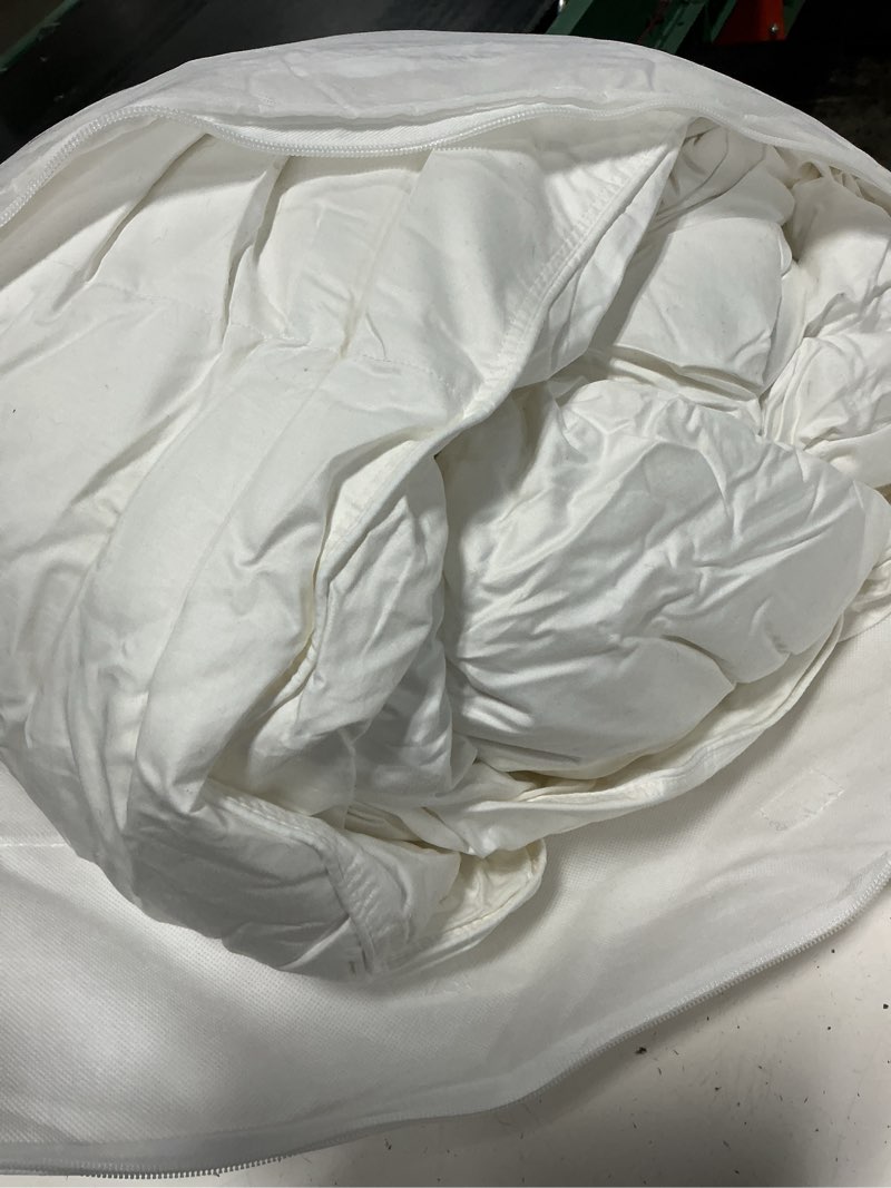 Condition photo showing As Is for all-season premium down alternative comforter, full/queen, white