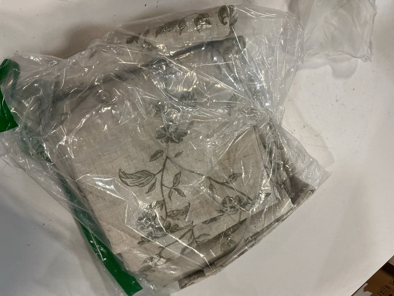 Condition photo showing Good Condition for jinchan floral kitchen curtains 45 inch linen tier curtains farmhouse cafe half window drapes for small windows light filtering sage green on beige for living room bathroom back tab 2 panels 38"w x 45"l (pack of 2) alisa green on linen