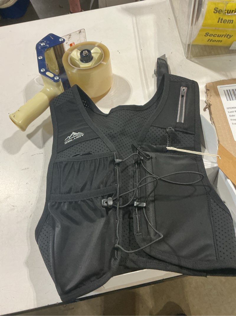 Condition photo showing Good Condition for zelvot running vest for women men, usa original patent, adjustable chest straps running hydration vest with 500ml soft flask, lightweight reflective hydration backpack for marathon black medium-large