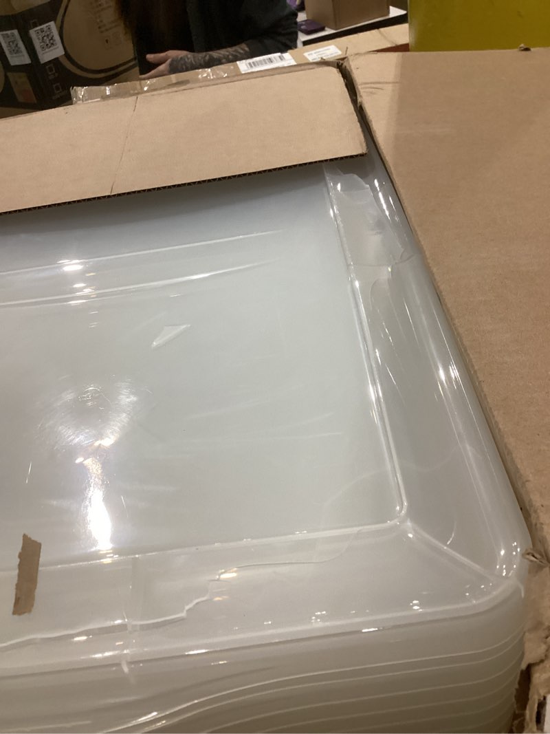 Condition photo showing As Is for IRIS USA 10-Pack Storage Bins with Lids, 28 Quart, Shoe Boxes Clear Stackable Containers Organize Shoes Closet Shelves, Classroom Organization Teacher Tools, Game Storage - BPA-Free Plastic 28 Qt. - 10 Pack