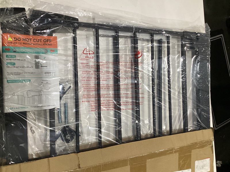 Condition photo showing Good Condition for Cumbor 29.2–43\" Baby Gate for Stairs, Wall-Mounted (Drill Required), Expandable No Bottom Bar Dog Gate, Auto Close Extra Wide Walk Thru, Pet & Toddler Proof Gate, Top & Bottom of Stairways  SIMILAR TO STOCK PHOTO.  (BLACK)