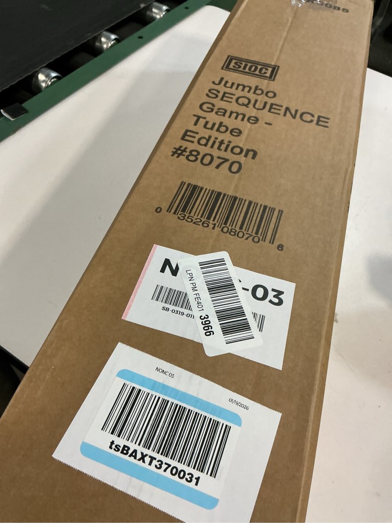 Condition photo showing Good Condition for Jax Giant (aka Jumbo) SEQUENCE Game - Tube Edition with Cushioned Mat (27" x 32") Cards and Chips, Package Colors May Vary. Giant (aka Jumbo) tube Giant (aka Jumbo)