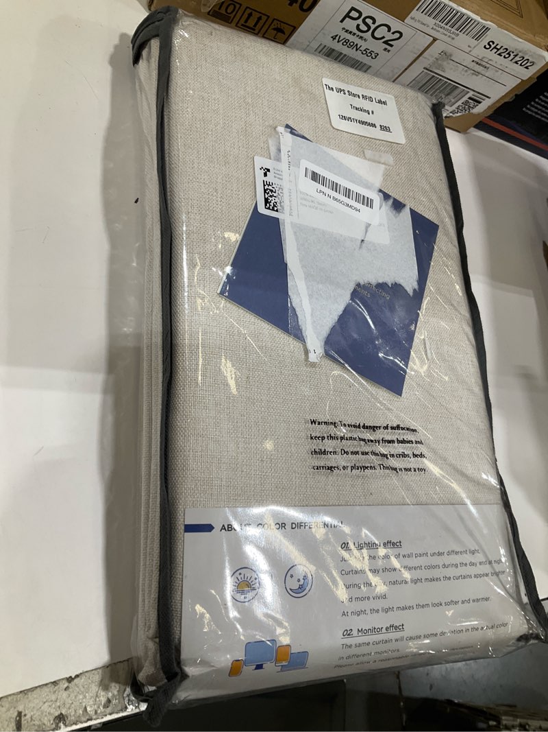 Condition photo showing New/Like New for 100% Blackout Shield Linen Blackout Curtains for Bedroom 90 Inches Long, Back Tab/Rod Pocket Living Room Drapes, Thermal Insulated Blackout Curtains 2 Panels Set, 50" W x 90" L,Cream Cream 50"W x 90"L (Pack of 2)