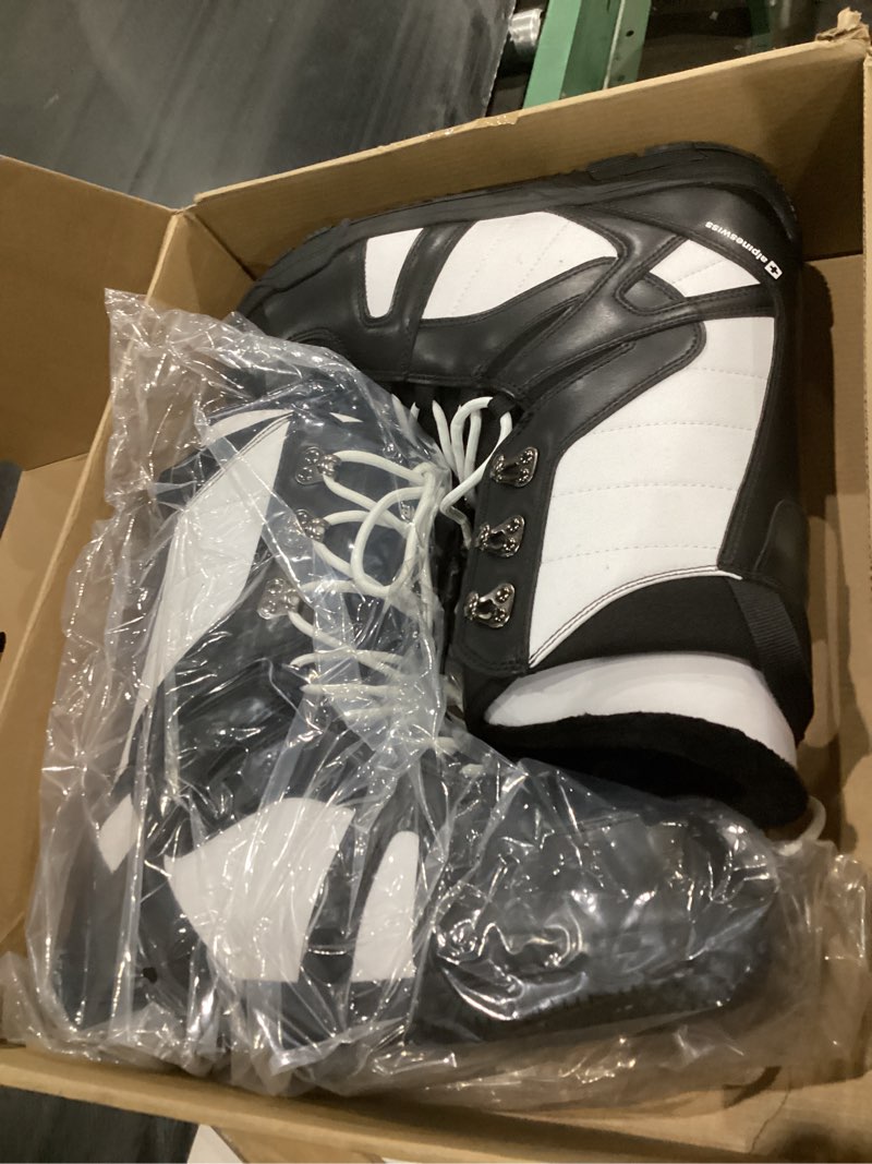 Condition photo showing Good Condition for Alpine Swiss Men's Snowboard Boots | Waterproof, Custom-Fit Liner, Medium Flex for All-Mountain Riding, Winter Snow Boots Black White Size 10