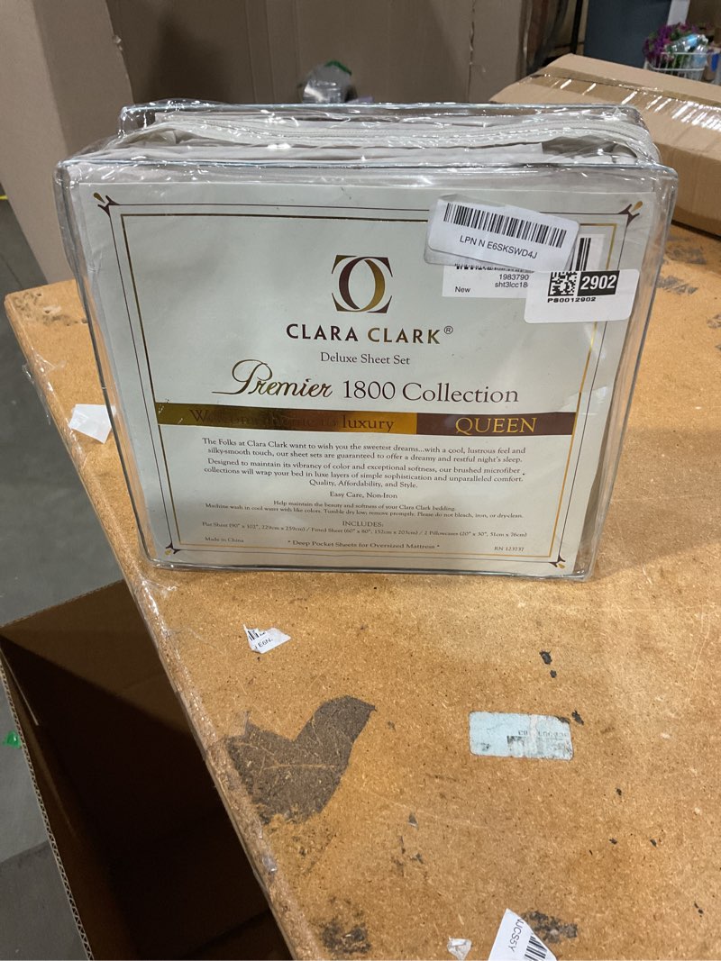Condition photo showing New/Like New for clara clark bed sheets, premier 1800 series bed sheet set, deep pocket, wrinkle, fade, stain resistant, luxury soft bedding sheets & pillowcases, queen, linen queen linen