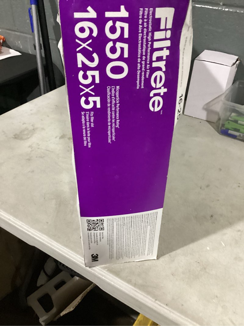 Condition photo showing As Is for filtrete air filter 16x25x5
