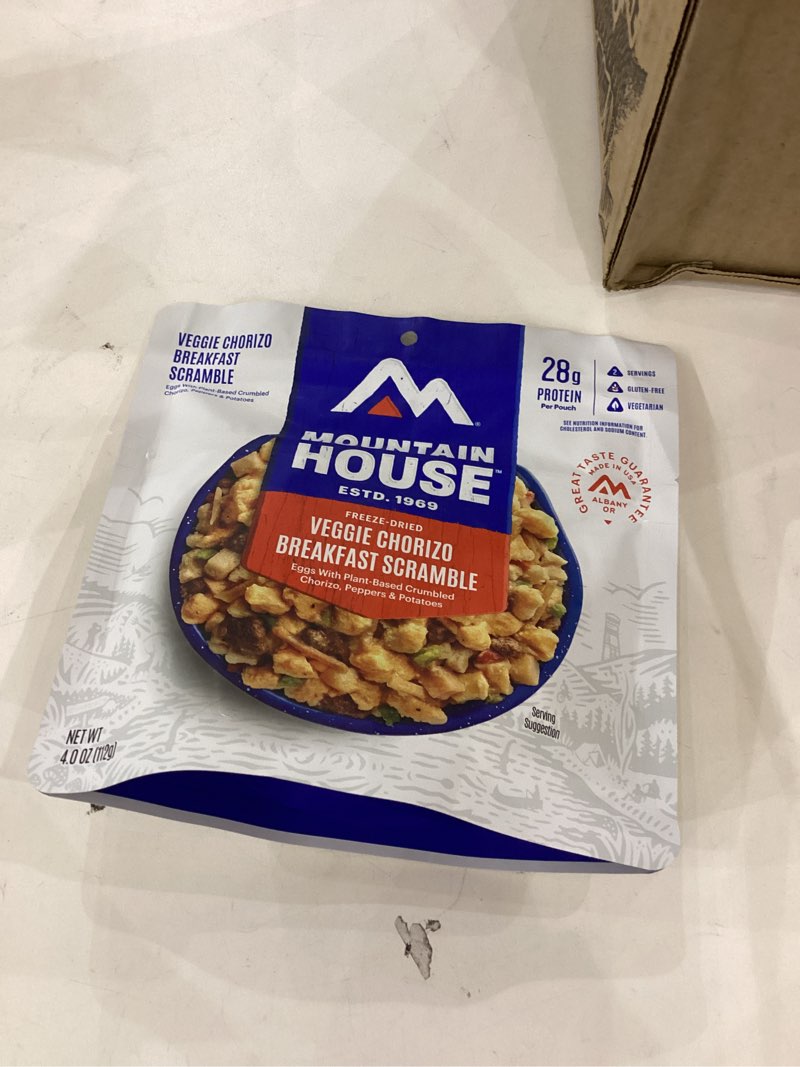 Condition photo showing New/Like New for  6 bags of Mountain House Veggie Chorizo Breakfast Scramble | Freeze-Dried Backpacking & Camping Food | Gluten-