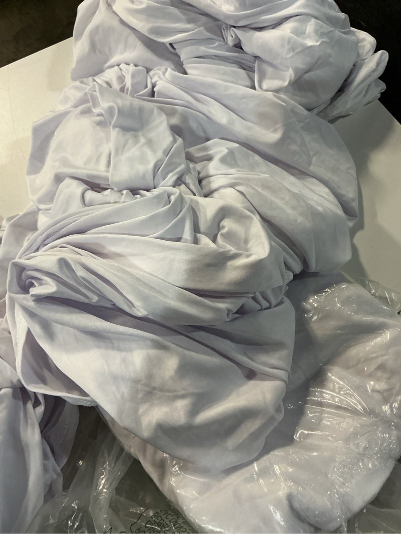 Condition photo showing As Is for pureegg spandex tablecloth 6ft - 6 pack, fitted and stretch table cover for rectangle tables, wrinkle-resistant and secure fabric for outdoor, picnic, party, wedding, banquet and birthday, white white 6 ft - 6 packs
