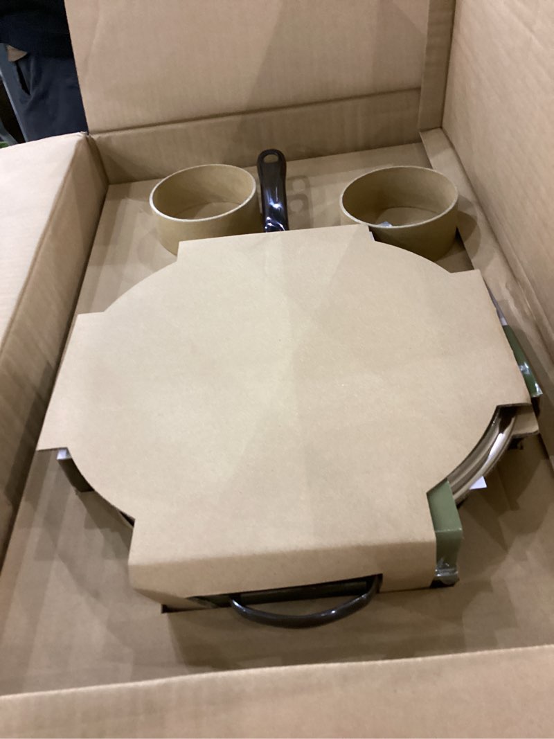 Condition photo showing New/Like New for T-Fal Preserve Ceramic Nonstick Saute Pan with Lid 5.5 Qt, Oven and Broiler Safe up to 350°F Cookware, Frying Pan, Stay-Cool Handle, Skillet Pots and Pans, Black 5.5-Quart Ceramic Black