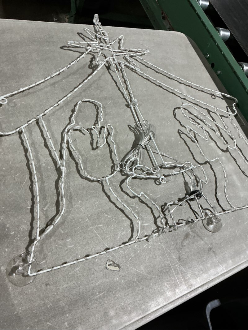 Condition photo showing As Is for 1.2m Nativity Scene Rope Light with 384 Multi Coloured LEDs Hanging Christmas Decoration