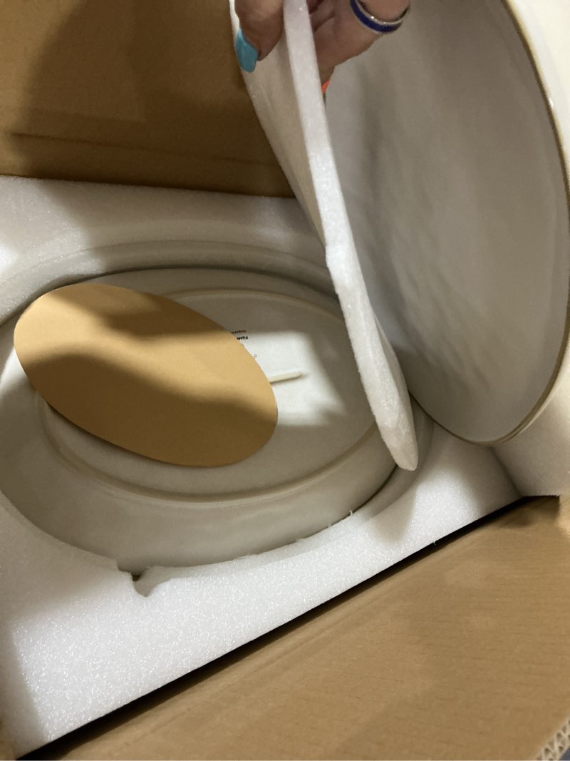 Condition photo showing Good Condition for famiware serving platter, oval 15.59/14.3/12.9inch serving dishes for entertaining, serving bowls, dishwasher safe, stoneware serving trays for party, food, turkey, cheese, reactive glaze, matte white