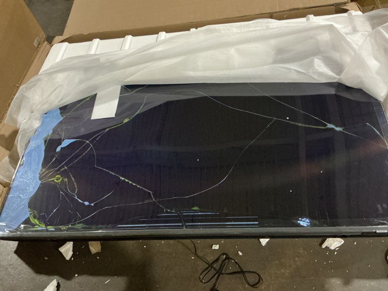 Condition photo showing As Is for screen damaged .samsung 65-inch class crystal uhd u8000f 4k smart tv (2025 model) endless free content, crystal processor 4k, metalstream design, knox security, alexa built-in