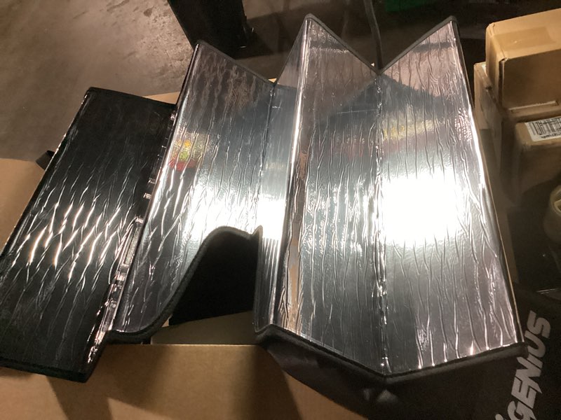 Condition photo showing As Is for pigenius windshield sunshade for bmw x5 (f15) 2014-2018, reversible silver/black for bmw x5 2014-2018