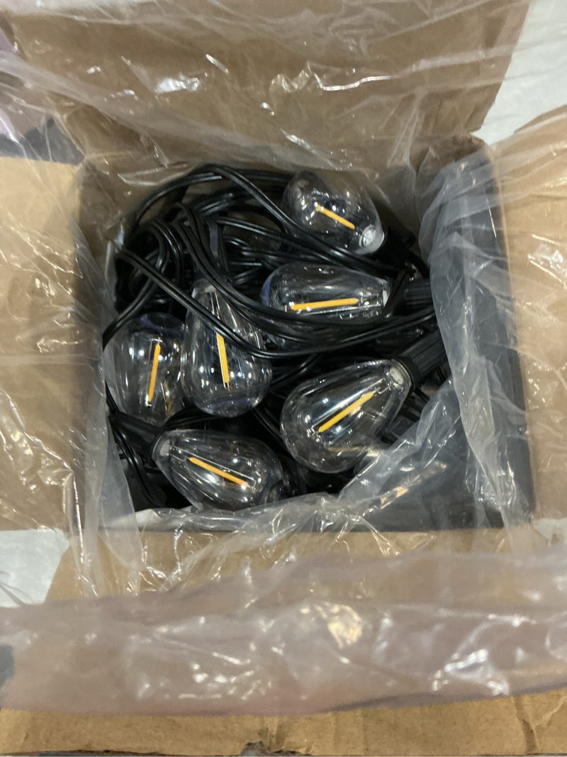 Condition photo showing New/Like New for 50ft led outdoor string lights with remote, one continuous strand patio lights with 18+1 shatterproof s11 bulbs, dimmable 2700k warm white, timer & 3 modes, low voltage for backyard garden warm white-2700k 50ft