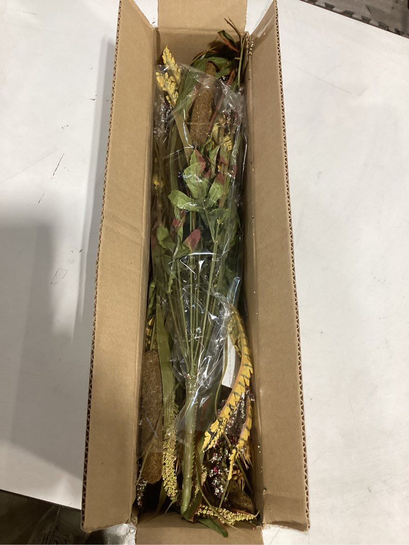 Condition photo showing Good Condition for admired by nature 14 stems artificial flowers cattail wheat plant - for home decor, autumn fall decorations, weddings, offices, classrooms, funerals - set of 2 tuscany colors italian tuscany 21x7x9 in