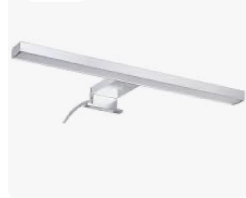 Silver wall mounted picture light with rectangular LED lighting (similar to stock photo)