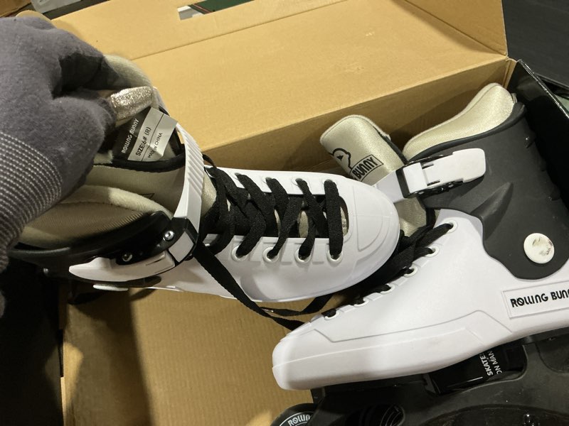 Condition photo showing Good Condition for inline skates for women girls - adult inline skates for outdoor and indoor, with durable outer shell and ankle support, abec-7 bearings, solid and comfortable black / white us women 6
