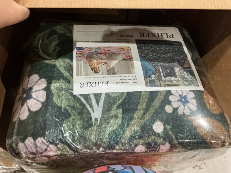 Condition photo showing New/Like New for area rugs 9x12 living room: floral washable rug vintage large soft boho non-slip carpet indoor floor stain resistant low pile carpets for bedroom dining room farmhouse nursery home office dark green dark green 9' x 12' (rectangular)