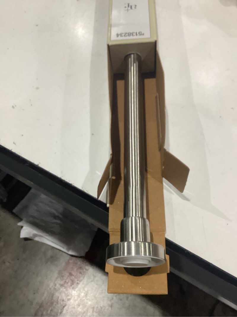 Condition photo showing As Is for allen + roth 42-in to 72-in brushed nickel tension single straight adjustable shower curtain rod