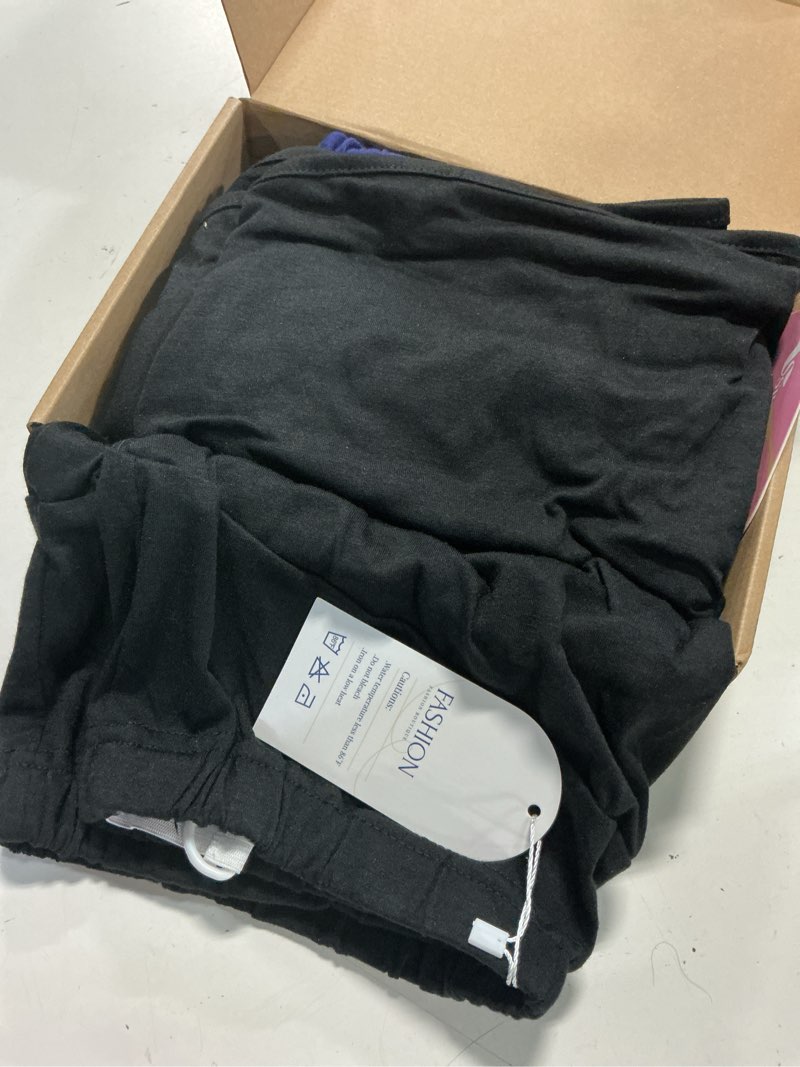 Condition photo showing Good Condition for 3 pack women's maternity shorts over belly pregnancy lounge workout running casual pajama with pockets medium wine red, navy blue, black