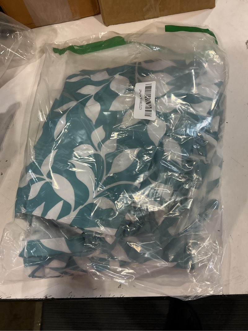 Condition photo showing Good Condition for misaya rectangle vinyl tablecloth, fitted table cover, 100% waterproof, elastic edge, flannel backing, plastic tablecloth fit folding tables for picnic, outdoor (blue leaves, 36x60 inch) baby blue 60" x 36" (rectangular)