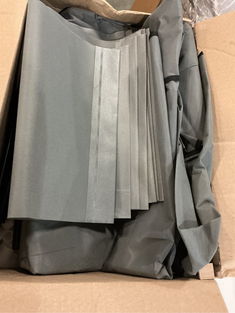 Condition photo showing As Is for wardrobe closet, quick and easy assembly, gray portable closet with 2 hanging rods 4 storage shelves and side 8 pockets, sturdy and stable clothes rack with cover, for bedroom and dormitory grey 34 inch