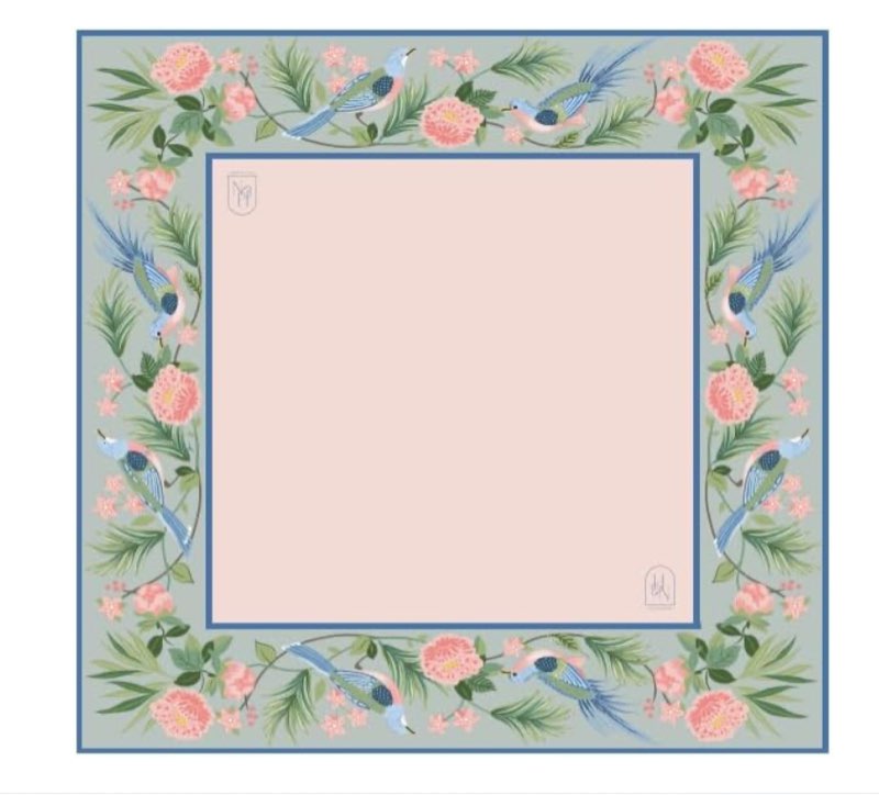 hutch & nook mahjong mat | 33" non-slip card table cover | decorative game mat for mahjong set, dominoes, poker & more (songbird bloom)