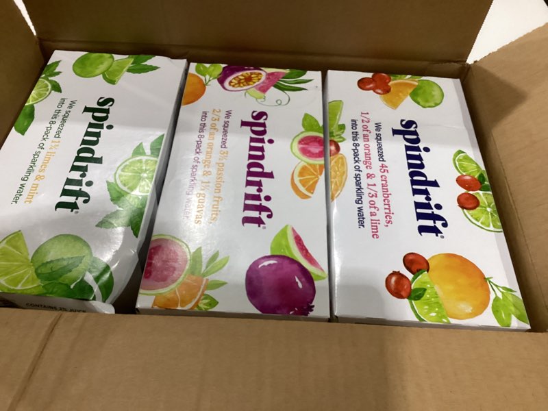 Condition photo showing New/Like New for Spindrift sparkling water real squeezed fruit 24 pac Mocktail Variety pack 