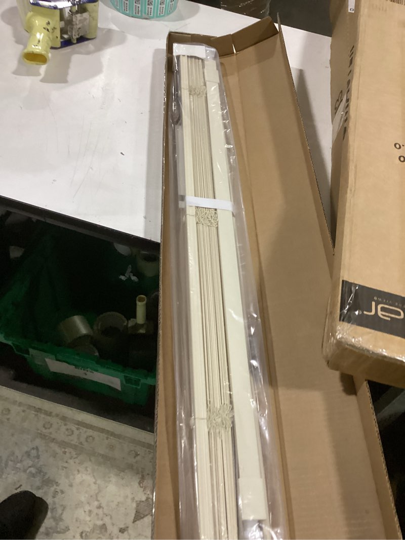 Condition photo showing New/Like New for lazblinds no tools no drill 1" vinyl mini blinds, cordless blinds for windows, light filtering horizontal window blinds & shades, 20" w x 48" h, cream cordless-cream 20" w x 48" h