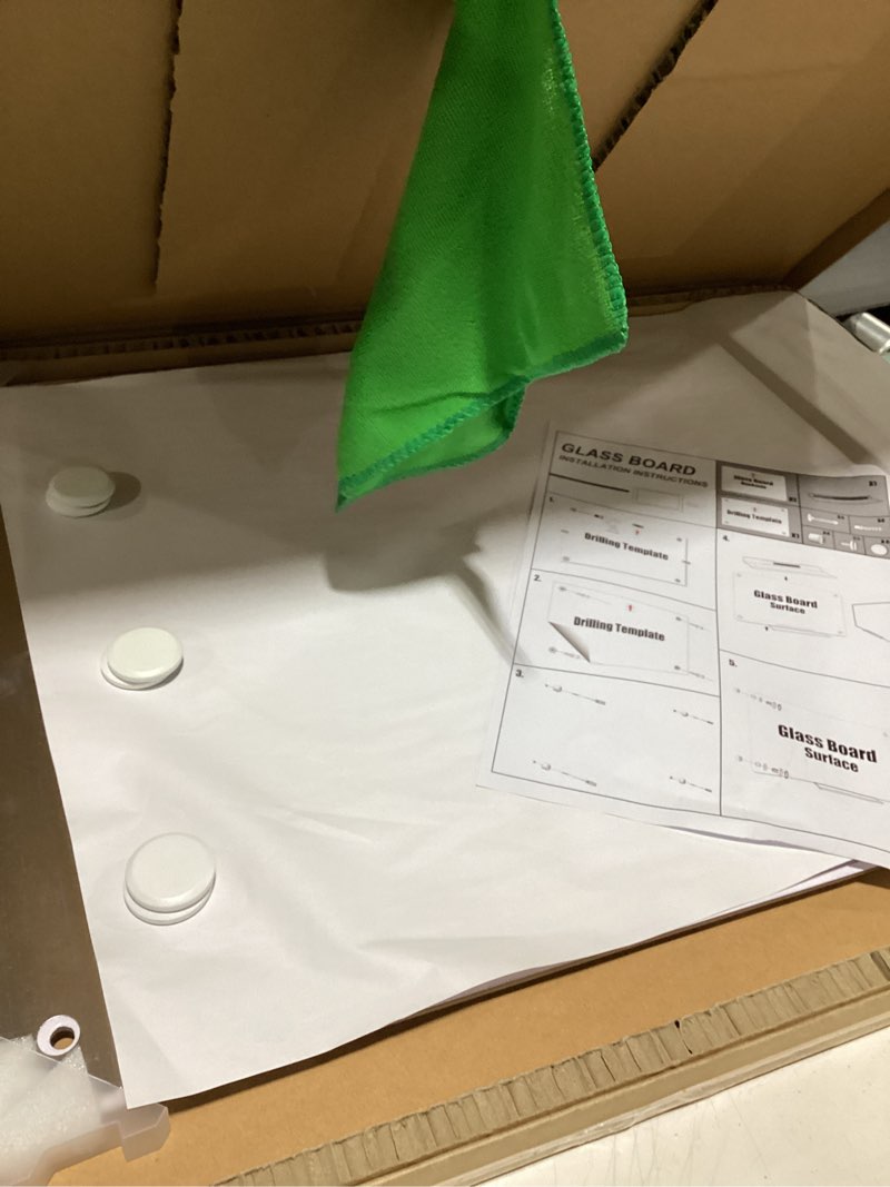 Condition photo showing As Is for Glass Magnetic Dry Erase Board, 24" x 18" ?2'x1.5'? Tempered Glass Whiteboard Wall Mounted Small White Board for Home, Office, School Normal White 24"W x 18"H