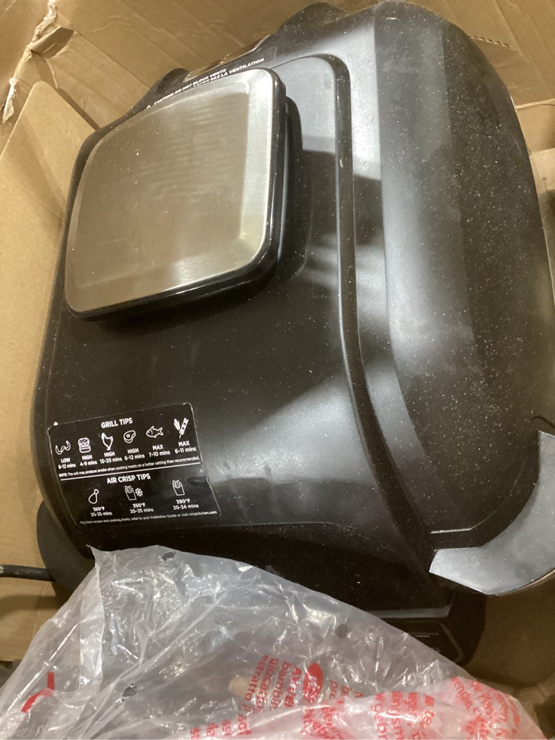 Condition photo showing As Is for Ninja | Indoor Grill | Foodi | 5-in-1 (Grill, Air Fry, Roast, Bake, and Dehydrate | Fits up to 3lb Roast | Smoke Control System and Dishwasher Safe Parts| Black/Grey | AG301