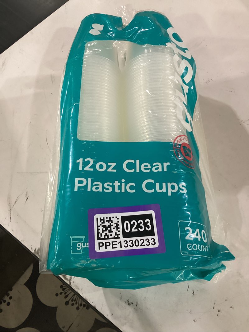 Condition photo showing New/Like New for gusto clear plastic cups [12 oz - 240 count] disposable cold drinking cups for parties, events, & everyday use - crystal clear, bpa-free, durable polypropylene - formerly comfy package 12 oz. - clear