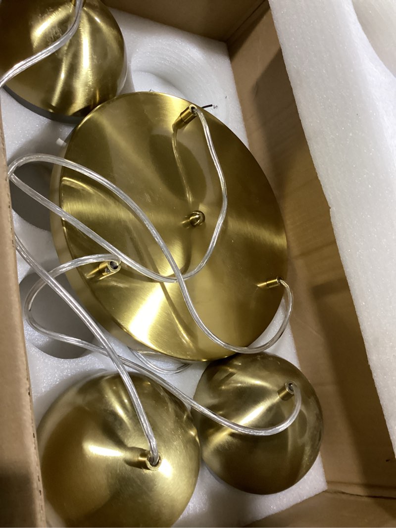 Condition photo showing As Is for Modern Chandelier 8 Lights Gold Sputnik Light Fixture Large Luxury L41” Mid Century Smoke Glass Globe Ceiling Pendant Lighting for Foyer Staircase Living Dining Room Kitchen Gold smoke gray Large- 41”