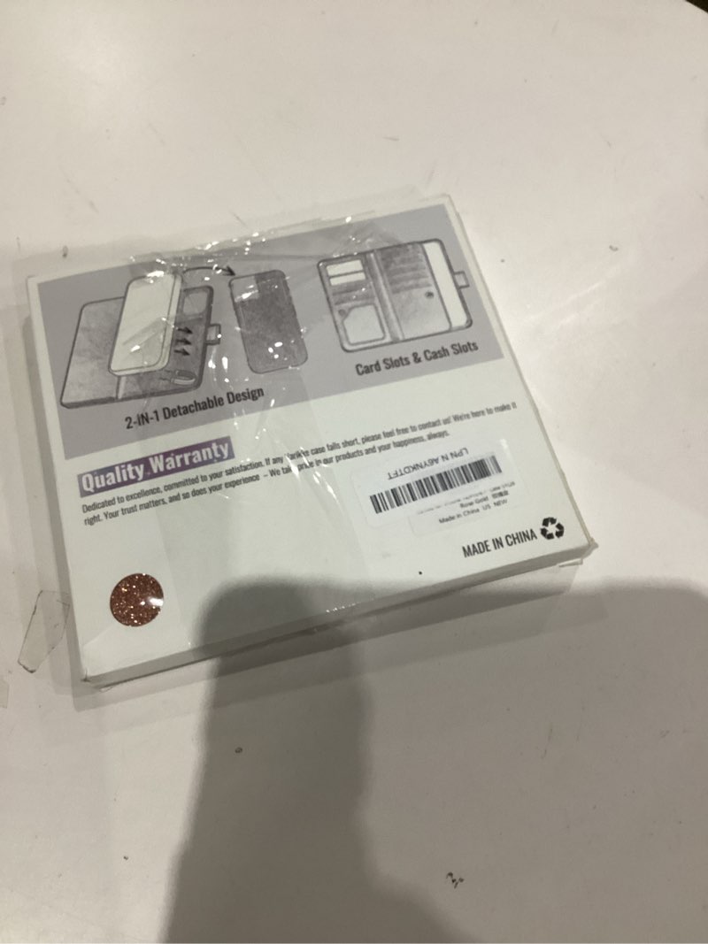 Condition photo showing Good Condition for Varikke for iPhone 12 Wallet Case Detachable with Card Holder for Women, Fashion Glitter PU Leather Strap Strong Magnetic Flip Wallet Removable Phone Case Cover for iPhone 12 & 12 Pro 6.1", Rose Gold iPhone 12/12Pro 6.1" Rose Gold